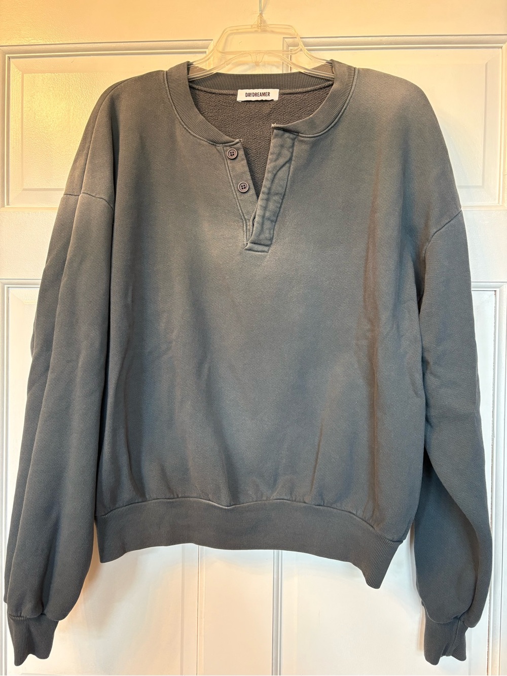 Daydreamer Slate Gray Henley Sweatshirt. Size S/M.